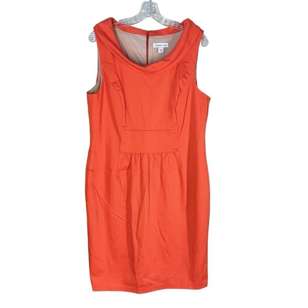 Coldwater Creek Sleeveless Midi Dress Size 16 in Persimmon Orange Stretch Cotton